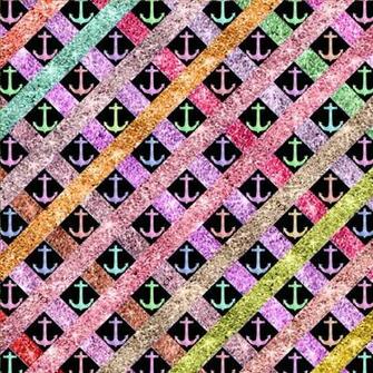 Girly Colorful Glitter Nautical Anchors Stripes S Print By