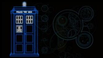 Minimalistic Tardis Doctor Who Police Box Neon Wallpaper