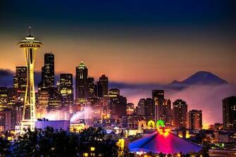Foggy Seattle Morning Skyline Wa