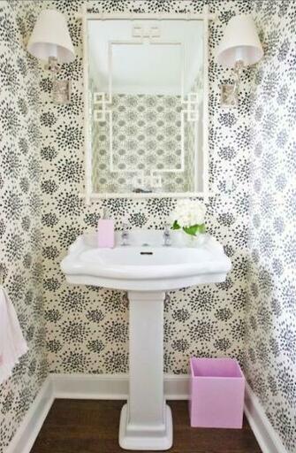 This Powder Room Wallpaper Strikes A Bit Of Fun Against The