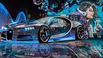 Bugatti Chiron Super Crystal City Graffiti Girl Street Car