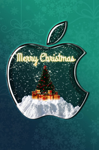 Apple Logo Merry Christmas iPhone Wallpaper