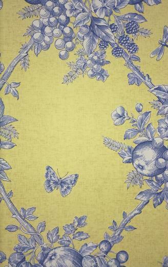 Fruit Bouquet Toile Wallpaper A Large Trellis Style
