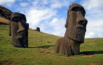 Ruins Easter Island Heads Wallpaper