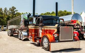 Peterbilt Tractor Trailer Semi Big Rig Custom Tuning Wallpaper
