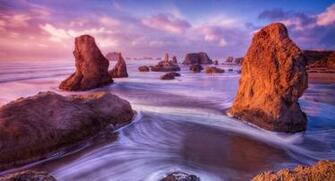 Wallpaper Rocks Cliff Beach Clouds Sea Stack Bandon Oregon Usa