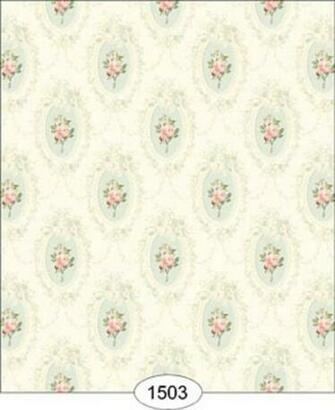 Dollhouse Wallpaper Camilla Floral Pink On Aqua