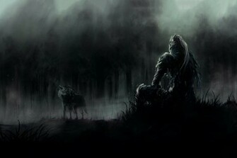 HD Dark Souls Game Soldier Warrior Resting With Wolf Wallpaper