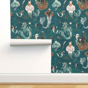 Pirate Mermen Party Teal Big On Isobar By Boeyemadore