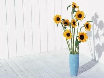 Flowers In The Blue Pot Interior Scene Wallpaper