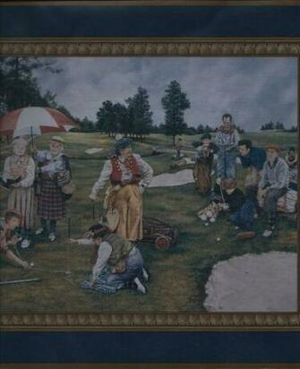 Old Folks Golfing For The Day Navy Blue Wallpaper Border