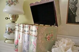 Vintage Wallpaper Covered Books Shabby Chic