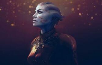 Wallpaper Look Face Fiction Alien Mass Effect Bioware Asari