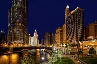 Chicago Usa City Night F Wallpaper Background