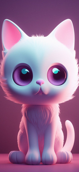 Cute 3d Cat Purple Wallpaper