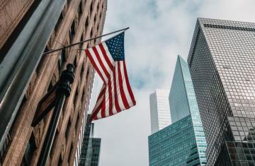 Low Angle Photo Of Flag U S A New York Image On
