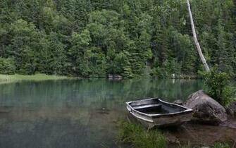 Old Boat On A Pond Wallpaper