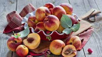 Wallpaper Nectarines Fruit Plate Raspberry