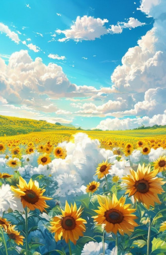 Clouds Sunflower Aesthetic Wallpaper