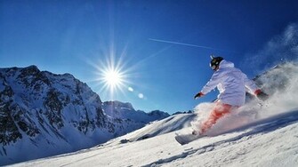 Snowboarding Sun Mountains Snowboard Snow Wallpaper
