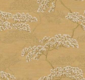Wallpaper Designer Art And Crafts Asian Trees On Gold Background
