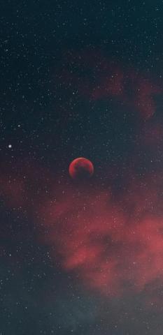Silhouette Blood Moon Starry Sky Nature Wallpaper