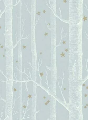 Woods And Stars Wallpaper White On Blue Grey Background By Cole