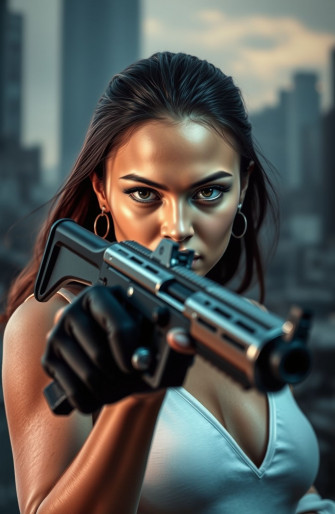 Girl With Gun Wallpaper