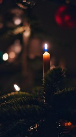Wallpaper Candle Fire Christmas Tree New Year