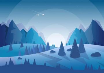 Vector Blue Landscape Illustration