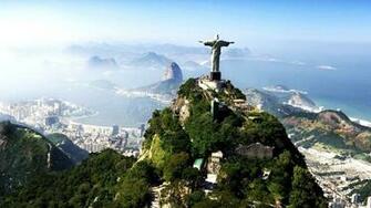 Aerial Rio De Janeiro Brazil City Pier Ipanema Beach Sea Mountain