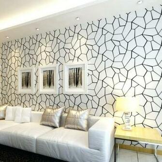 Black And White Geometric Non Woven Wallpaper Modern Living Room