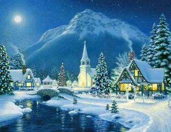 High Resolution Winter Mountain Village Desktop Laptop Wallpaper