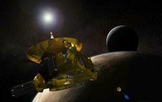 Pluto S Moon Charon Is The Crescent In Background Credit Jhuapl