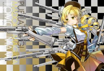 Guns Dress Yellow Eyes Mahou Shoujo Madoka Magica Tomoe Mami Anime