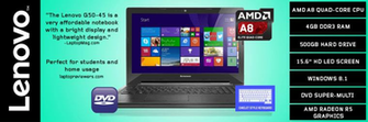 Lenovo G50 Amd A8 Quad Core 4gb 500gb Inch