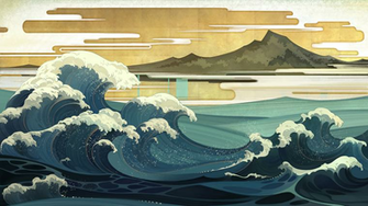 Ukiyoe Waves By Aric Athesis Japanese Art Fantasy