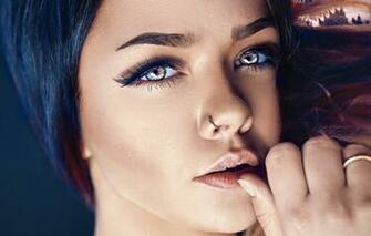 Wallpaper Eyes Look Girl Face Eyelashes Portrait Leather