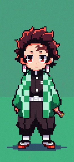 Tanjiro Kamado Pixel Art Wallpaper Cool Demon Slayer