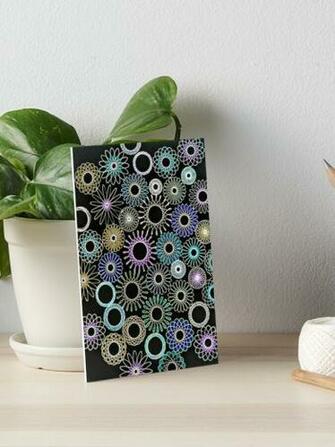 Black Background Multi Floral Spiro Art Board Print By
