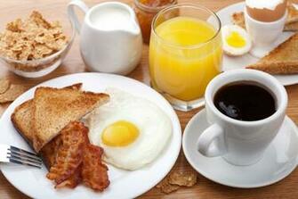 Desayuno Cafe Huevo Beicon Zumo Wallpaper