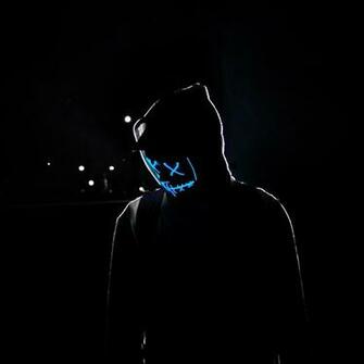 Wallpaper Man Hood Mask Neon Glow iPad Pro