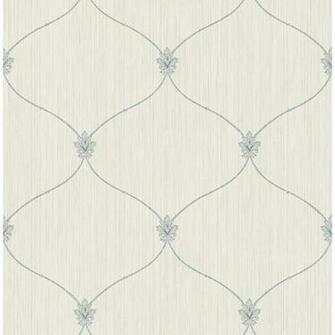 Seabrook Designs Lenox Hill Metallic Silver And Sky Blue Ogee