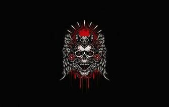 Wallpaper Rose Minimalism Skull Style Background Art