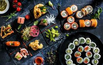 Wallpaper Fish Sushi Rolls Seafood Image For Desktop Section