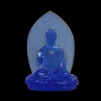 Crystal Glass Liuli Pate De Verre Blue Color Meditation Buddha
