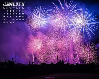 January Fireworks Desktop Calendar