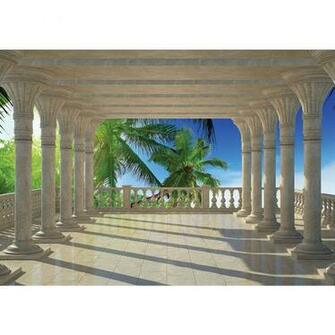Non Woven Mural No Sea Wallpaper Pillars Palm Beach
