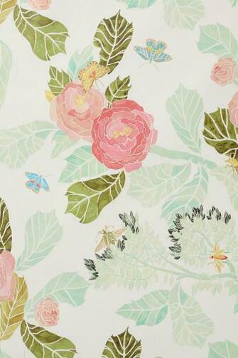 Watercolor Peony Anthropology iPhone Wallpaper Bedroom