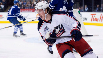 Ryan Johansen In Action During A Columbus Blue Jackets Game Wallpaper